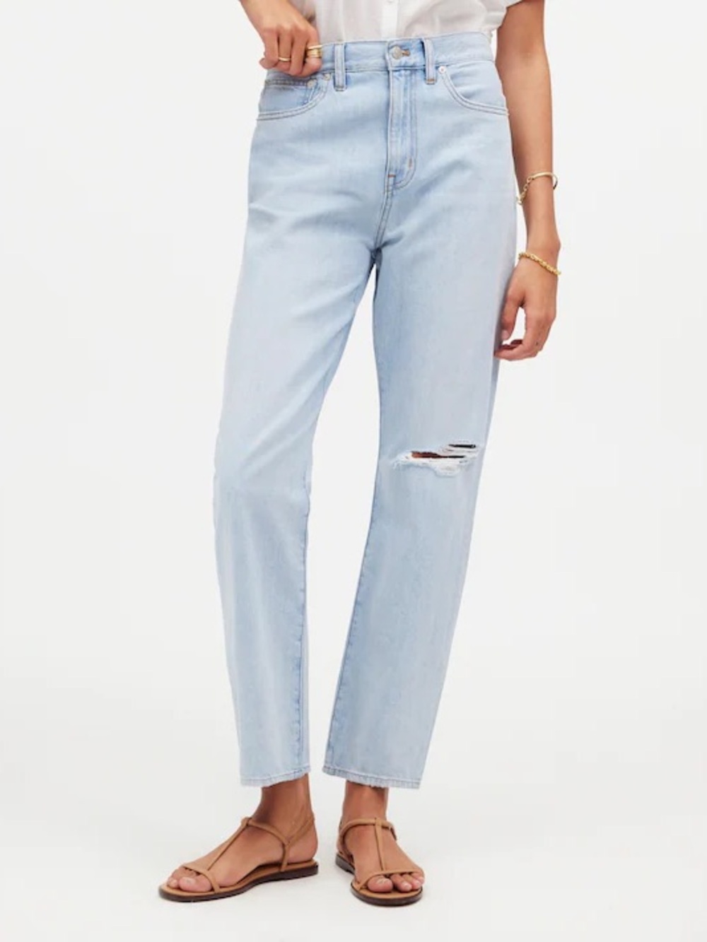 Madewell Petite 90s Straight Crop High Rise Distressed Jeans 26P NWT